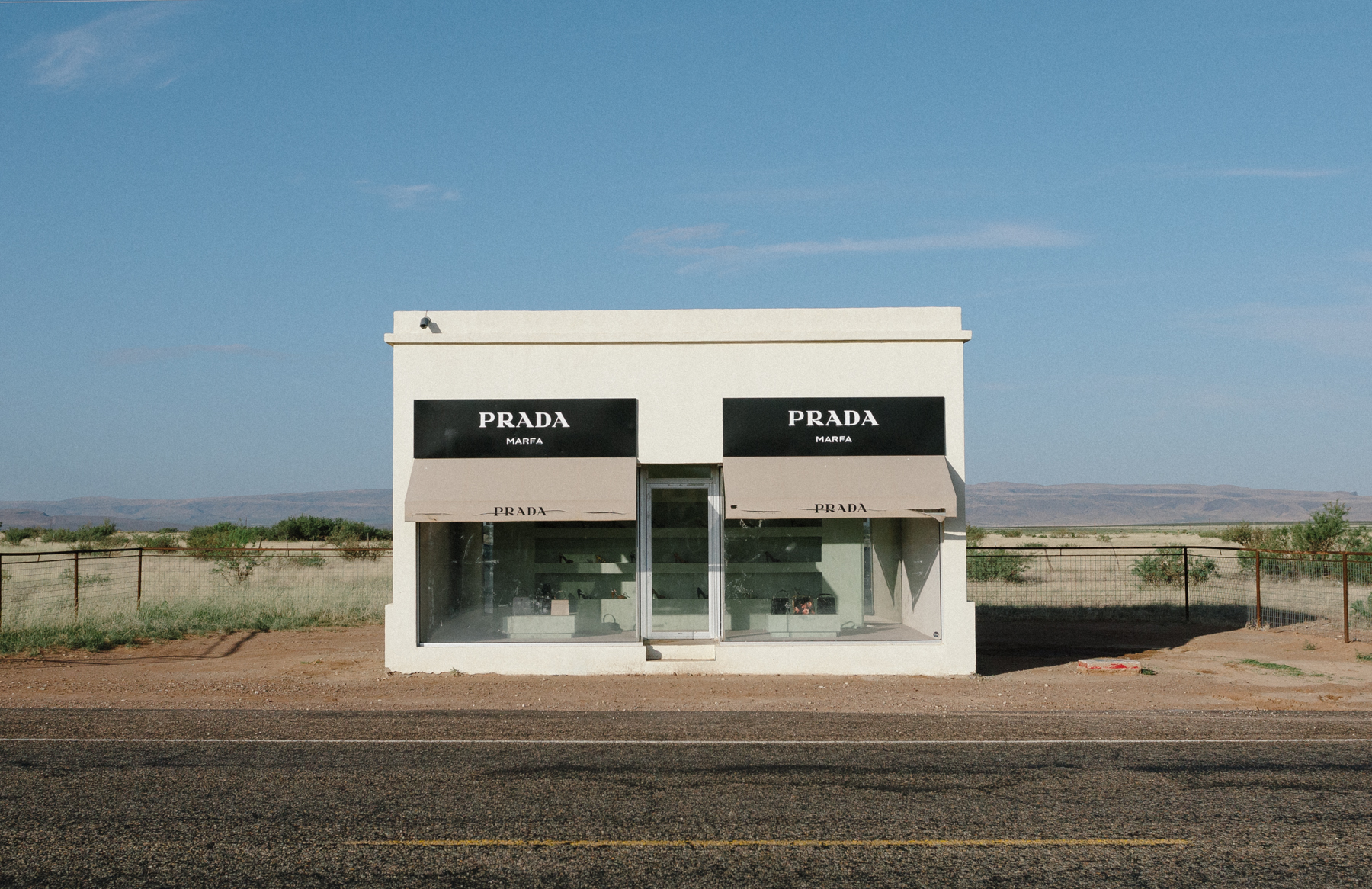 Prada Marfa is probably the world's most famous Prada shop - except it isn't a shop, it's an art installation (complete with Prada handbags and shoes) on a isolated stretch of road outside of Marfa. It's bizarre and wonderful.