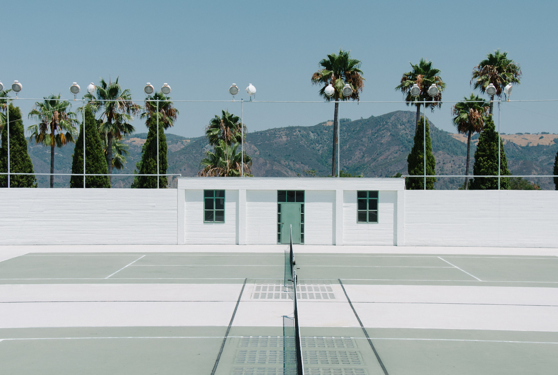 The tennis court is the only minimalist thing at the architectural craziness that is Hearst Castle.